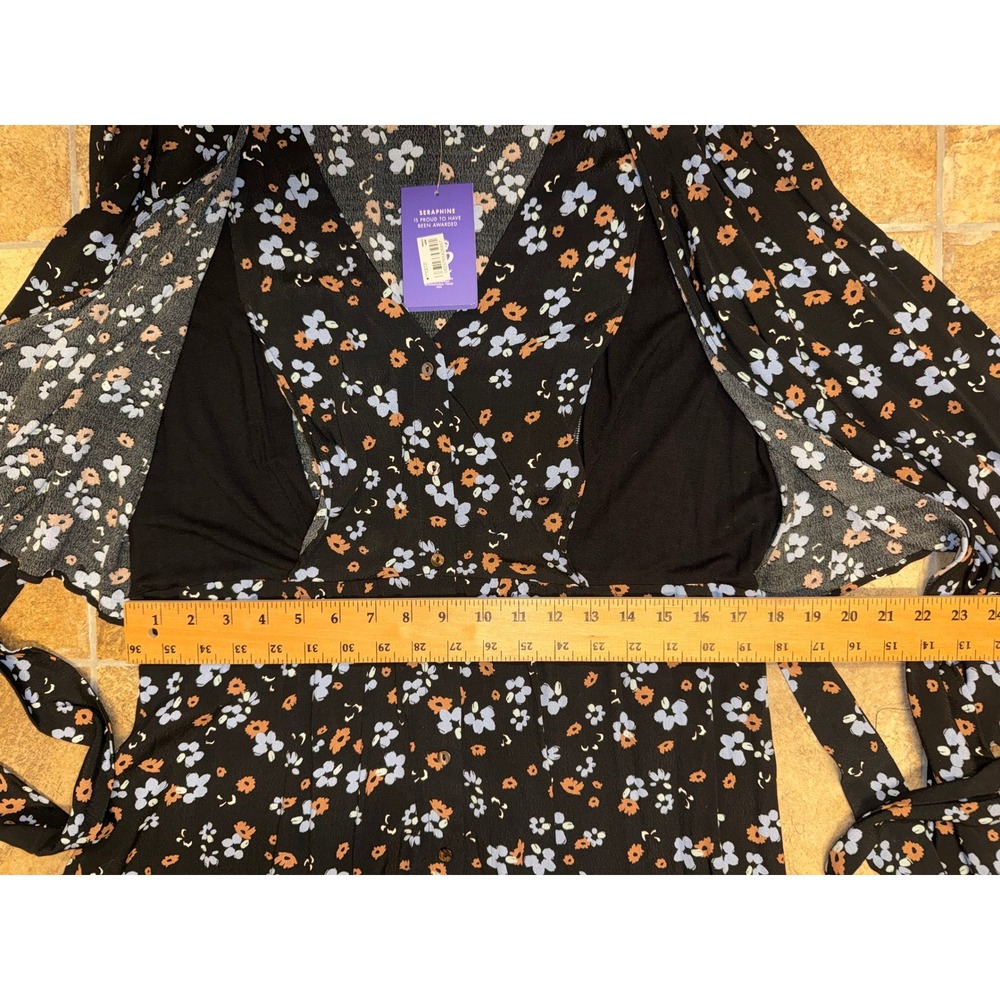 Seraphine Button Down Wrap Maternity Nursing Dress Black Floral US 12 NEW - Picture 4 of 6